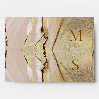 Enveloppe Rose Alcohol Ink Gold Elegant Monogram Envelope