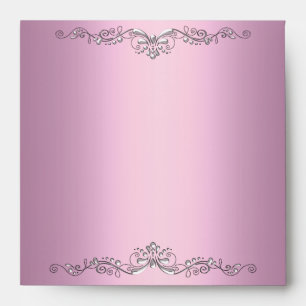 Enveloppe Rose Argent Orné Élégant