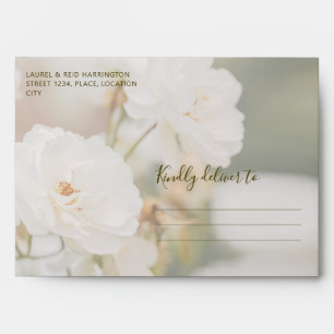 Enveloppe Rose blanche rêveuse délavée Photo Mariage personn