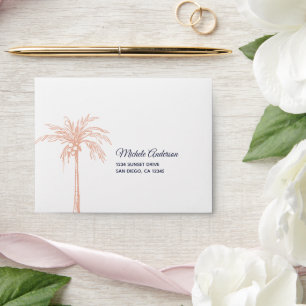 Enveloppe Rose bleu marine Gold Palm Tree Mariage RSVP