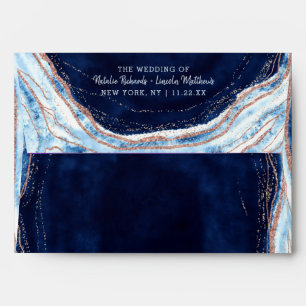 Enveloppe Rose bleu Sapphire Gold Geode Mariage