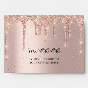 Enveloppe Rose Blush Drives Mariage Entreprise Gold Confetti