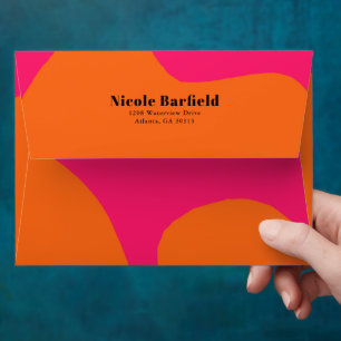 Enveloppe Rose Chaud et Abstrait Orange avec Adresse de Reto