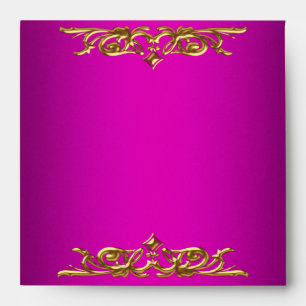 Enveloppe rose chaud or sur or élégant