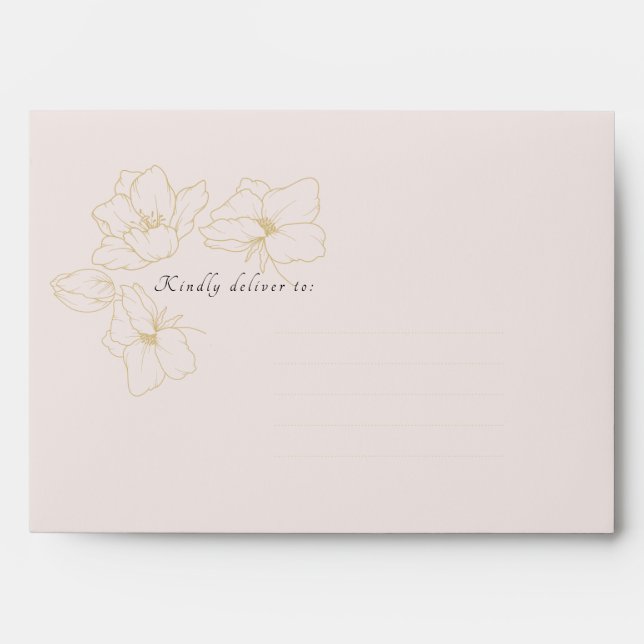 Enveloppe Rose Clair | Mariage Floral Or Chic (Devant)