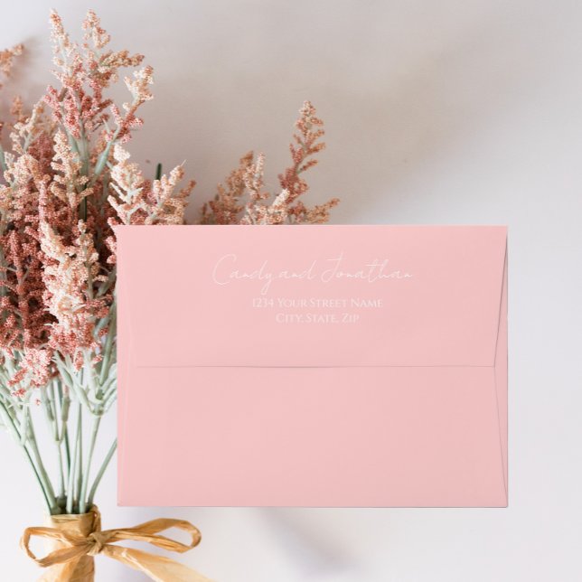 Enveloppe Rose clair Style simple Mariage de script moderne (In Situ Flowers)