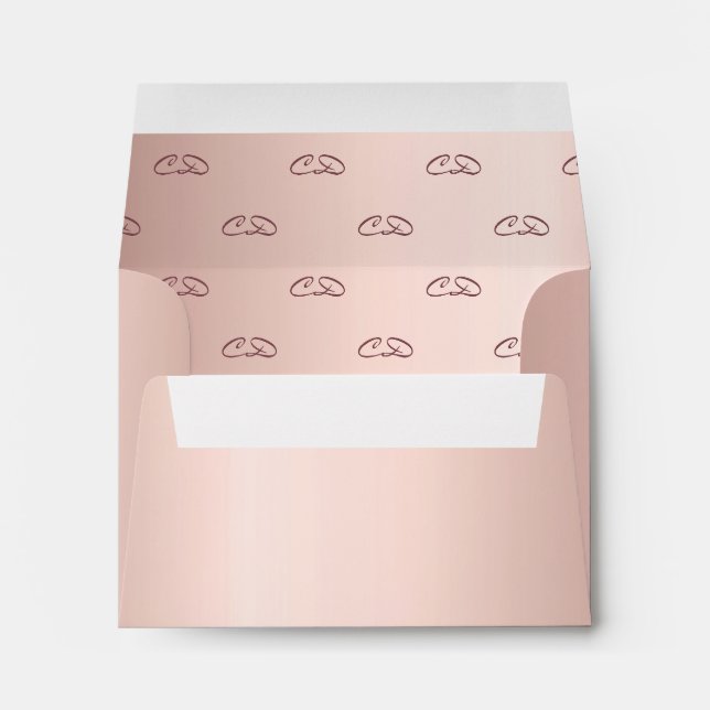 Enveloppe Rose d'anniversaire motif de monogramme métallique (Dos (Bas))