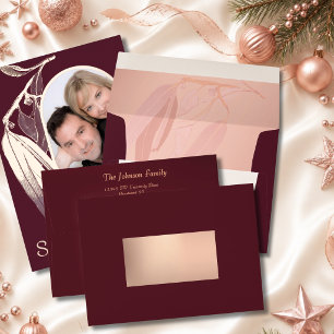 Enveloppe Rose de Bourgogne assortie Noël Eucalyptus Feuille