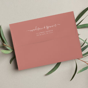 Enveloppe Rose de cannelle solide élégant Mariage moderne él