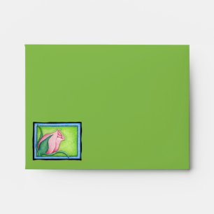 Enveloppe Rose de carte de note rose verte