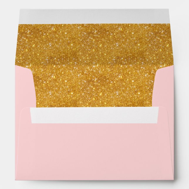 Enveloppe rose d'invitation avec le revêtement de (Dos (Bas))