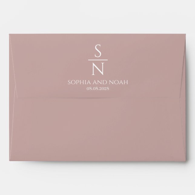 Enveloppe Rose dusté minimaliste (Dos (Haut rabat))