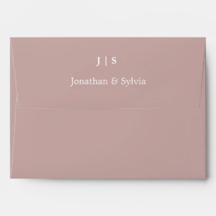 Enveloppe Rose Dusty Monogrammes Nom Initiales Mariage Simpl