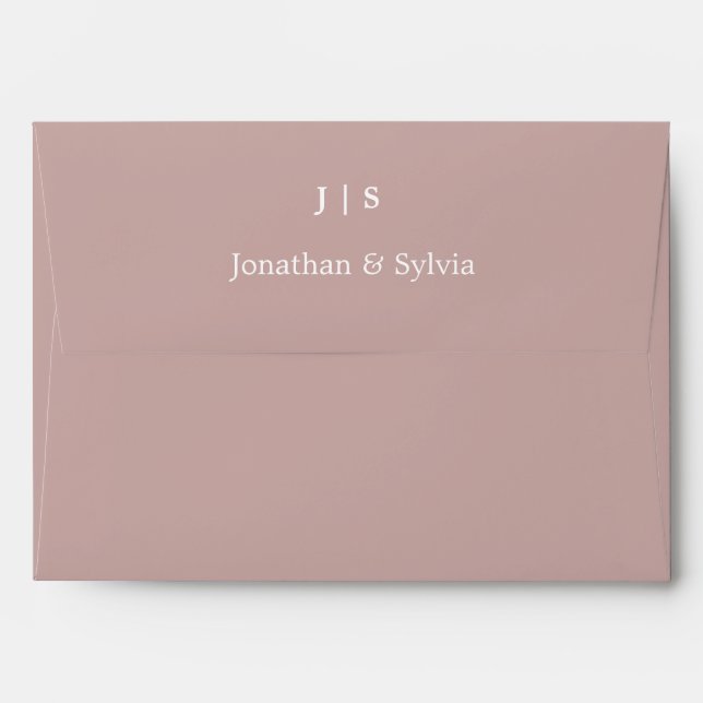 Enveloppe Rose Dusty Monogrammes Nom Initiales Mariage Simpl (Dos (Haut rabat))