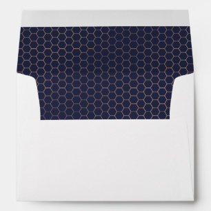 Enveloppe Rose en cuivre chic Gold Marine bleu Motif géométr
