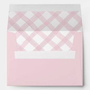 Enveloppe rose En vichy aquarelle pour Baby shower
