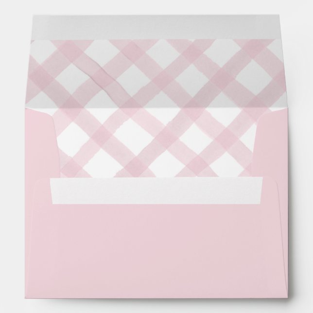 Enveloppe rose En vichy aquarelle pour Baby shower (Dos (Bas))