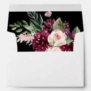 Enveloppe Rose et bordeaux floral 7 - Noir