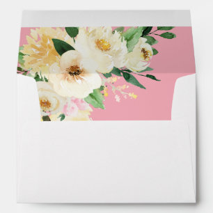 Enveloppe Rose et jaune floral 2 rose