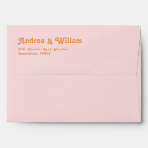 Enveloppe Rose et Orange Retro les années 70 Funky Mariage