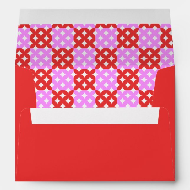 Enveloppe rose et rouge du milieu du siècle moderne rétro gé (Dos (Bas))