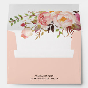 Enveloppe Rose Fardée Aquarelle Florale Romantique 