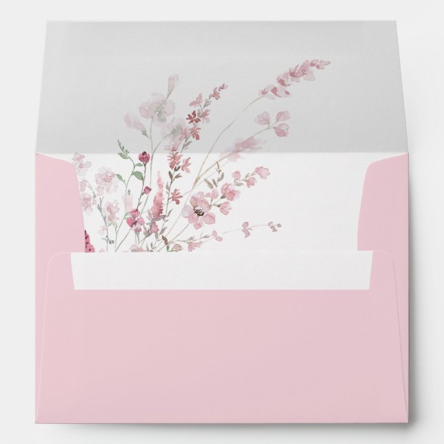 Enveloppe Rose Fleur sauvage rose Dusty Boho Faire-part de m (Dos (Bas))
