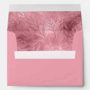 Enveloppe Rose Floral Métallisé Moderne
