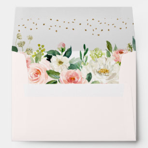 Enveloppe rose florale d'or