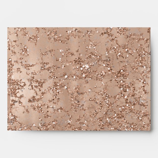 Enveloppe Rose Gold Blush Pink Glam Sparkle Crackle Chic (Dos (Haut rabat))