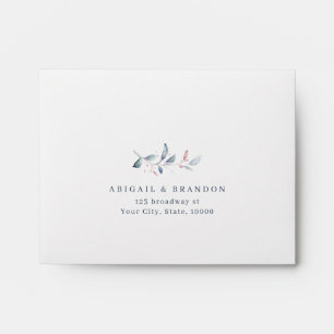 Enveloppe Rose Gold Dusty Blue Greenery Wedding RSVP