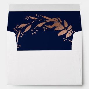Enveloppe Rose Gold Foliage Marine Faire-part de mariage ble
