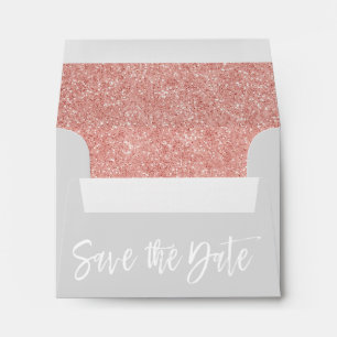 Enveloppe Rose Gold & Grey Enregistrer la date