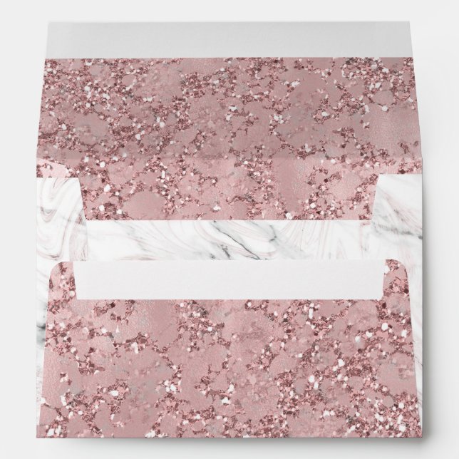 Enveloppe Rose Gold Modern Glam Marbre & Parties scintillant (Dos (Bas))