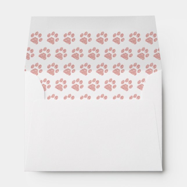 Enveloppe Rose Gold Parties scintillant Empreinte de patte M (Dos (Bas))