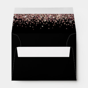 Enveloppe Rose Gold Parties scintillant Noir Nom de retour A