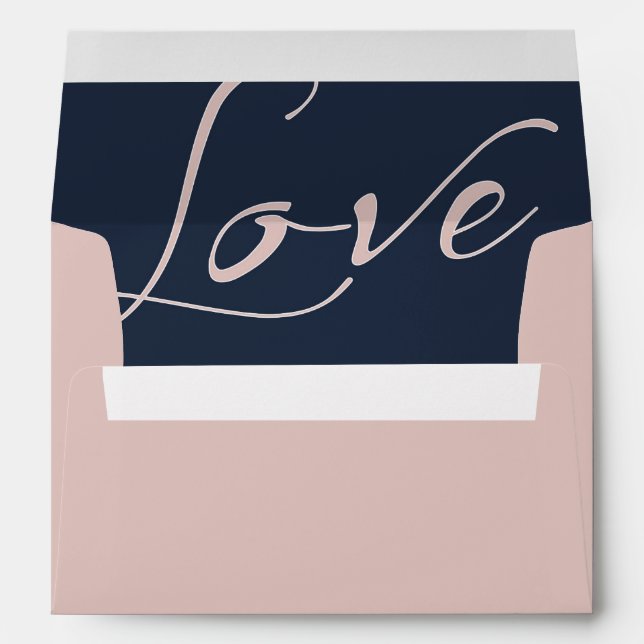 Enveloppe rose gomme avec doublure d'amour rose (Dos (Bas))