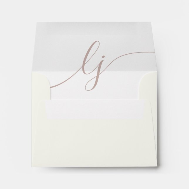 Enveloppe Rose ivoire de papeterie personnalisée à script si (Dos (Bas))