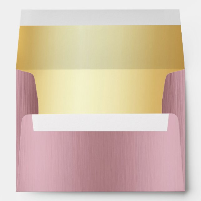 Enveloppe Rose Mauve Or Feuille Simple Moderne, (Dos (Bas))
