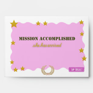 Enveloppe rose Mission militaire accomplie - Fille