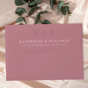 Enveloppe Rose moderne Dusty Monogramme minimaliste Mariage