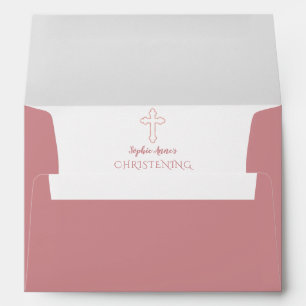 Enveloppe Rose moderne Gold Cross Christing Adresse de retou