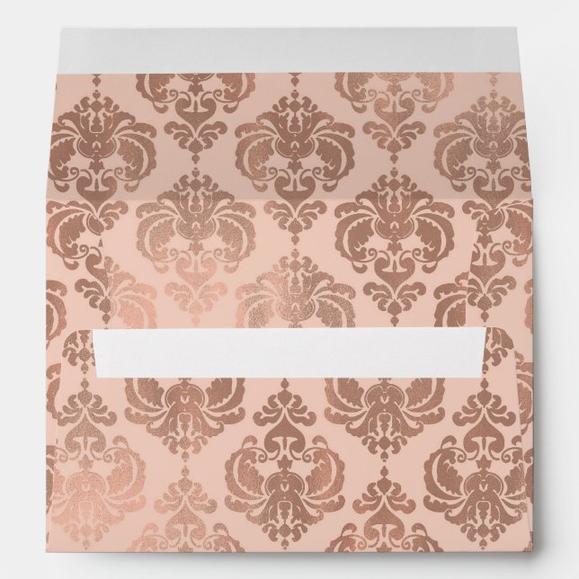 Enveloppe Rose Or Blush rose moderne Glam Damask (Dos (Bas))