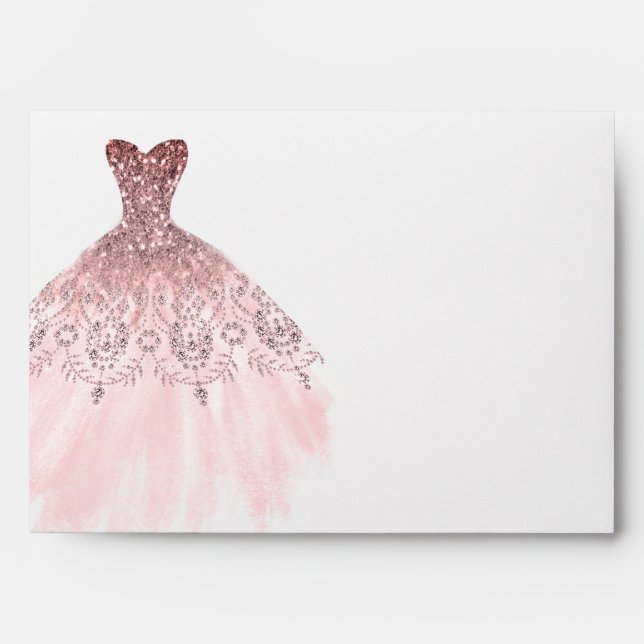 Enveloppe Rose or étincelante diamant en argent (Devant)