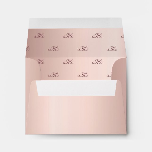 Enveloppe Rose or monogramme mariage luxueux (Dos (Bas))
