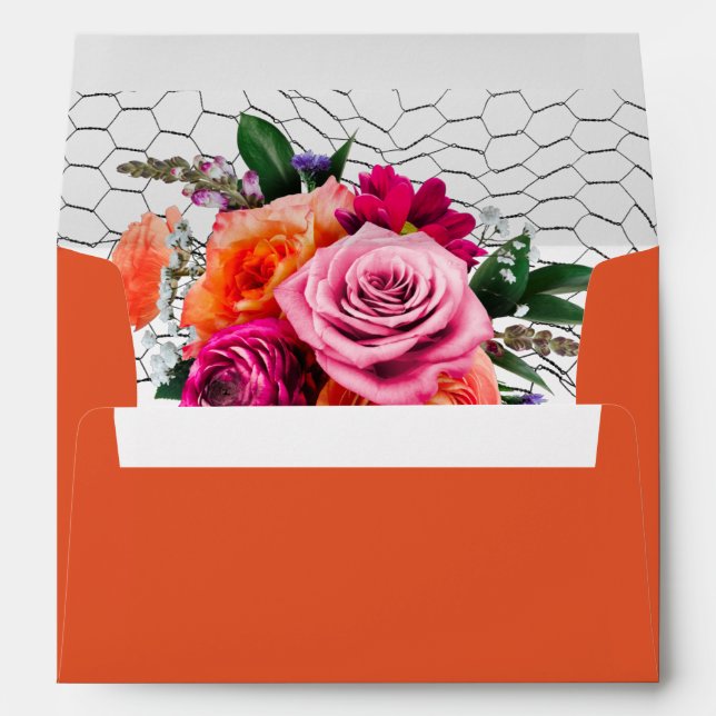 Enveloppe Rose orange et rose (Dos (Bas))
