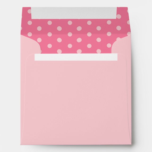 Enveloppe rose pâle 5x5 avec Pois roses (Dos (Bas))