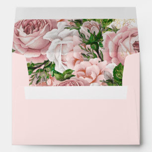 Enveloppe Rose Pâle Douce Fleurs Vintage Mariage 5x7