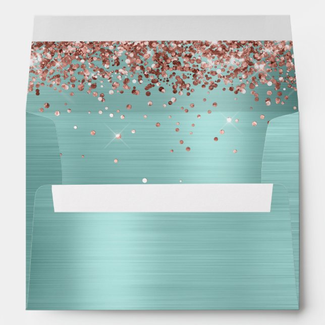 Enveloppe Rose Parties scintillant or Pale Turquoise Ombre F (Dos (Bas))