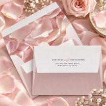 Rose Pétale Rose Romantique Adresse de Retour Mari